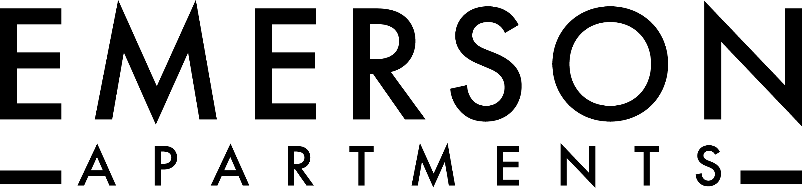 A black and white image of a logo for Emerson Apartments.